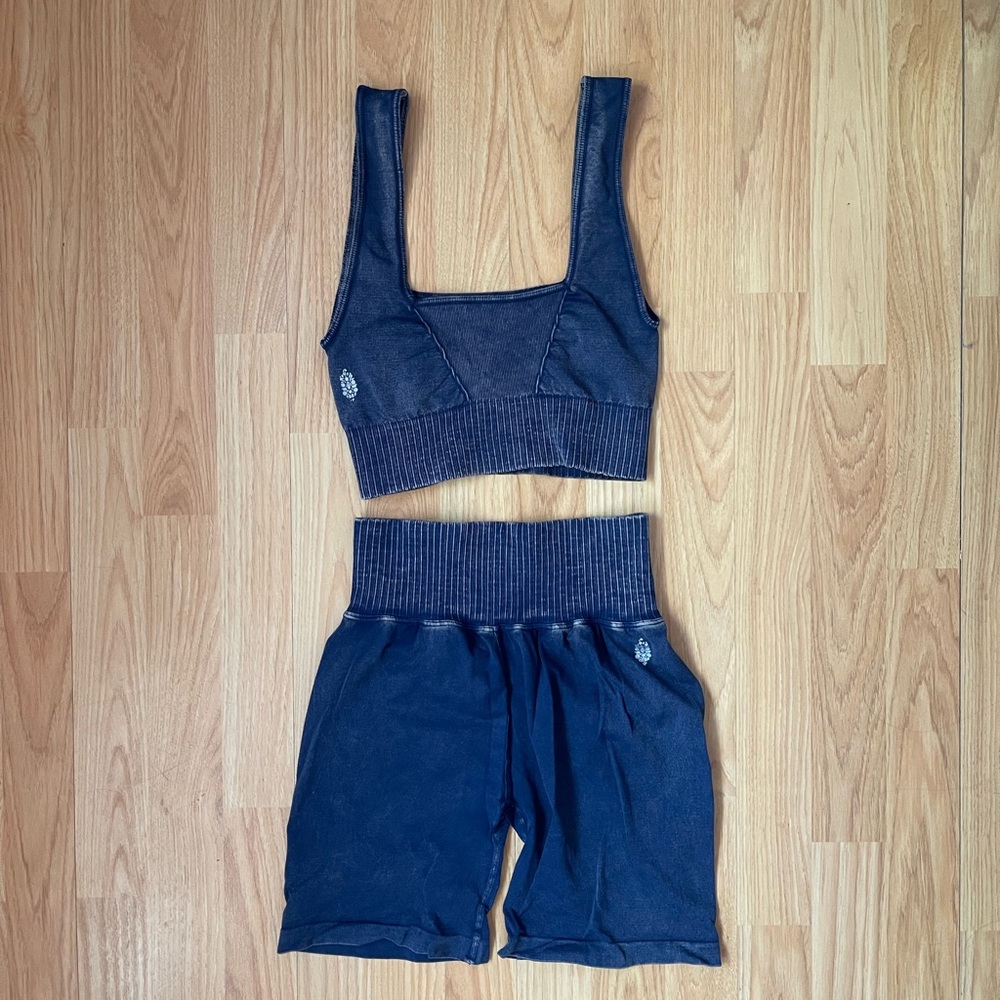 Free People FP Movement Good Karma Workout Set in Deepest Navy, XS/S